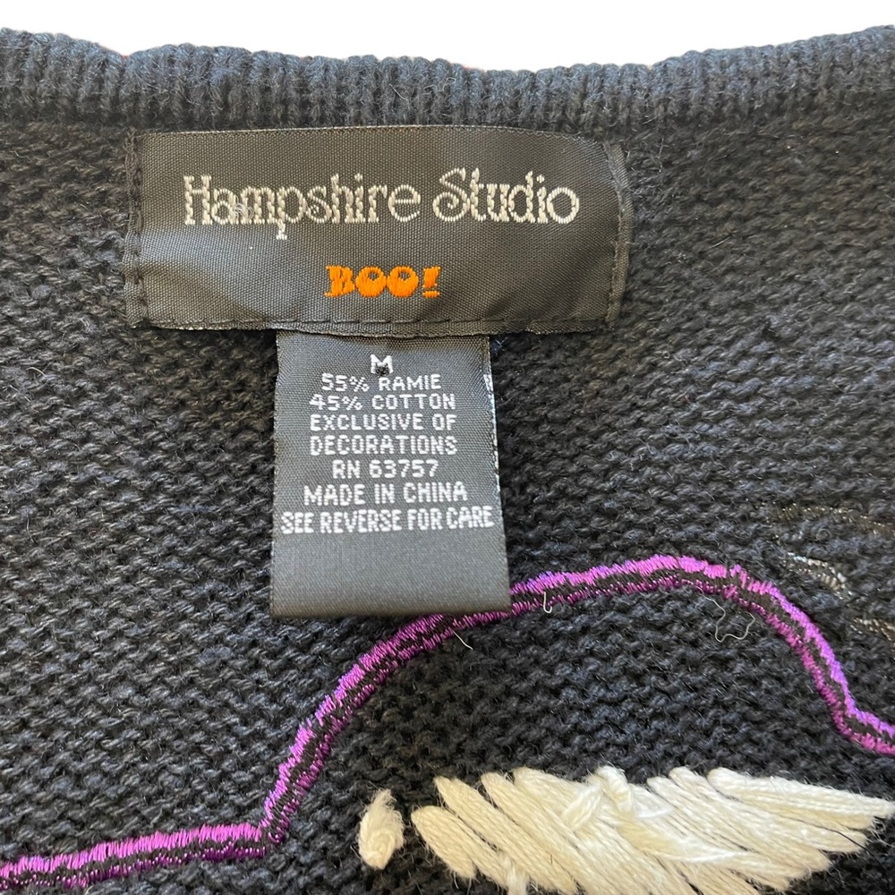 Hampshire Studio Halloween Pumpkins Bats Scarecrow Zip Up Vest Medium - Picture 3 of 5